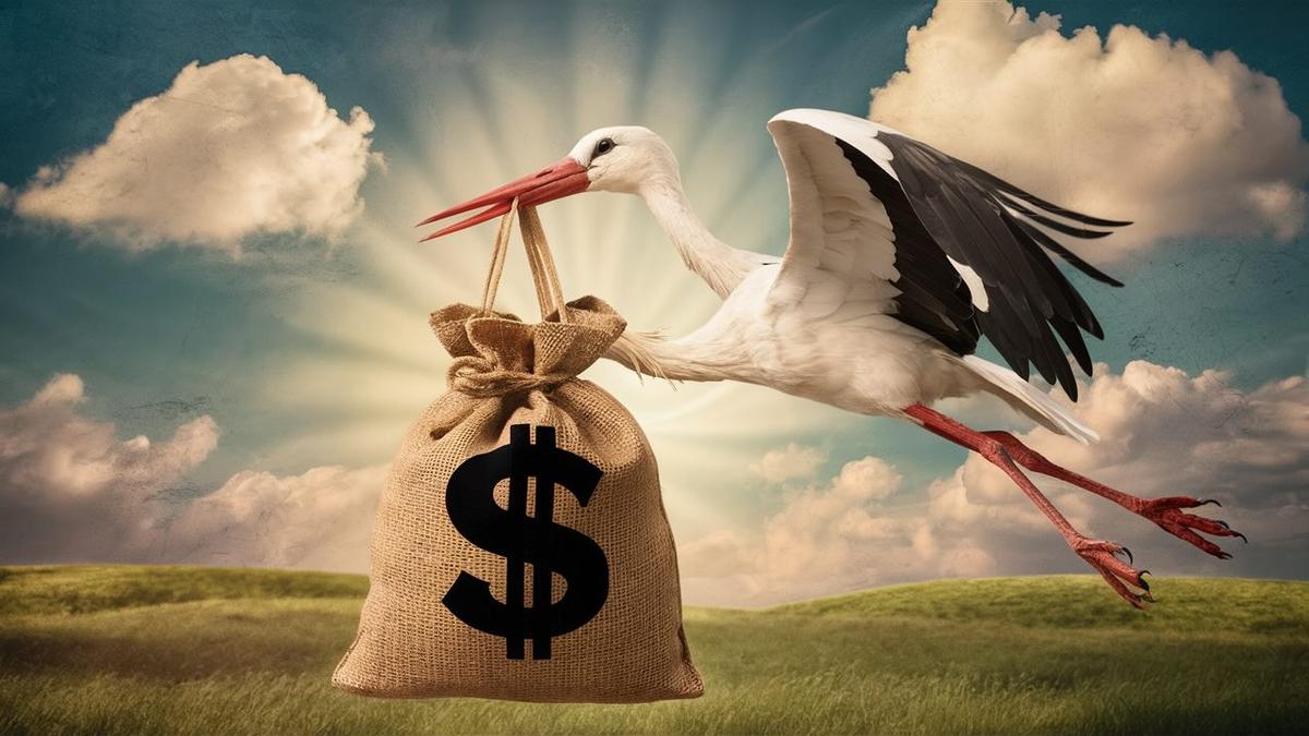 Stork flying money to you