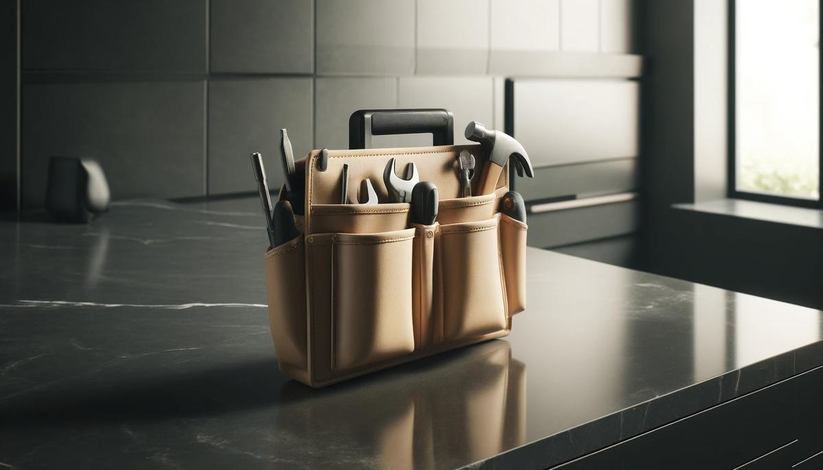 Toolbelt on a granite countertop